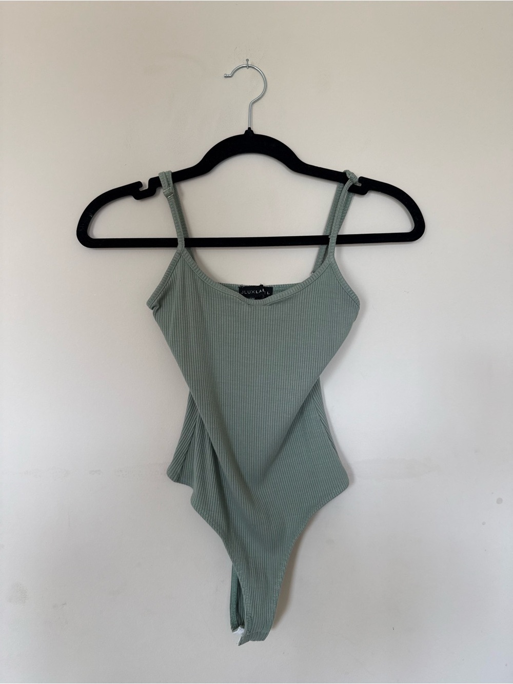 JLUXLABEL Ribbed Scoop Bodysuit - Sage Green